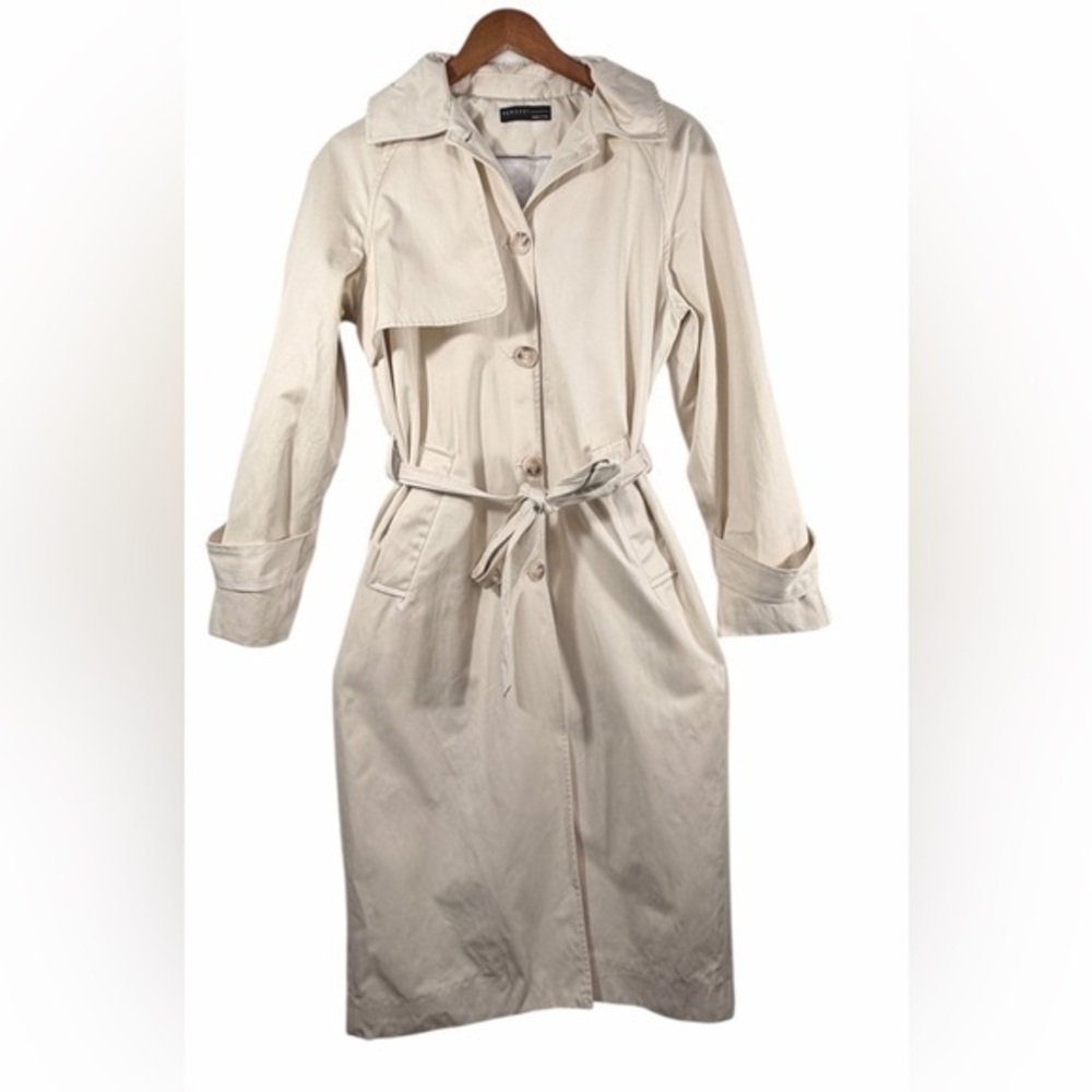 Peruzzi Made in Italy Cream Cotton Blend Belted Trench Coat Size Medium